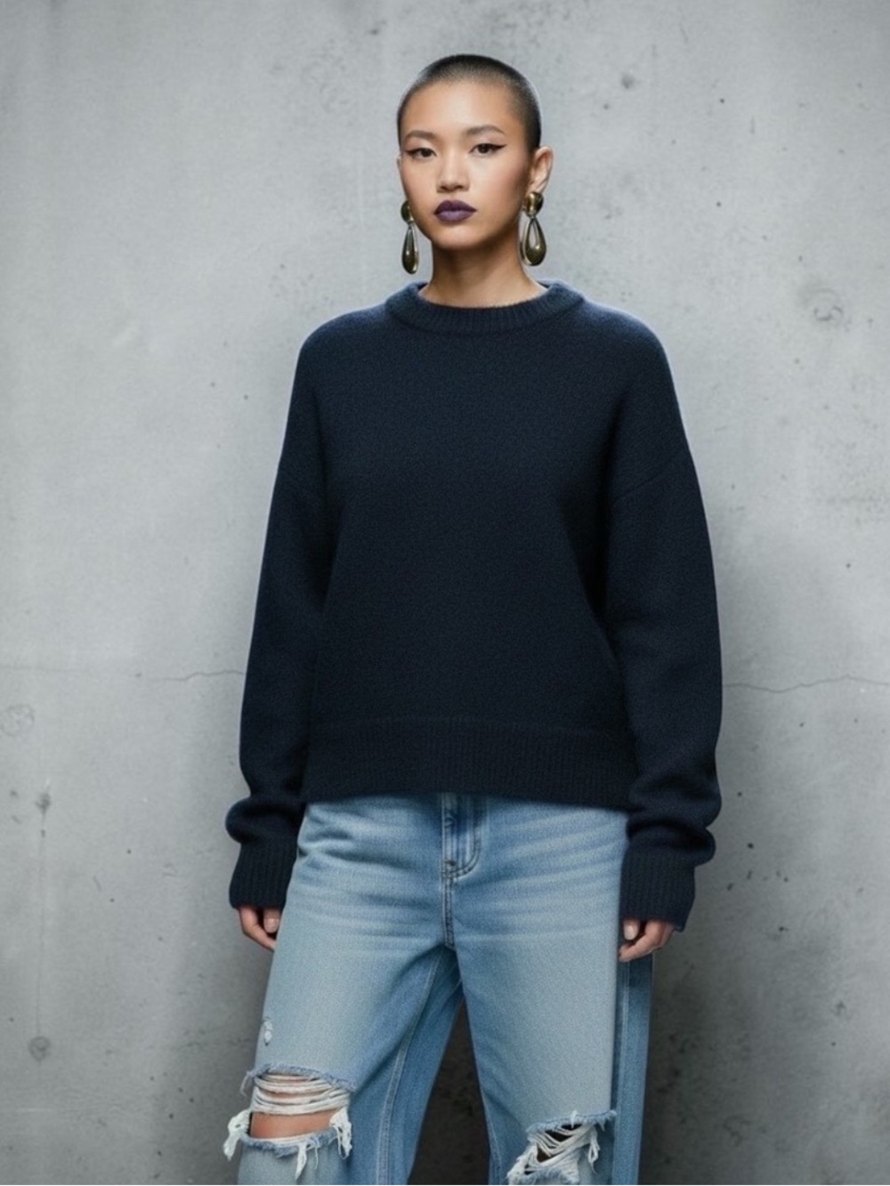 Aritzia The Group Babaton Black Sweater Alpaca Wool, oversized small